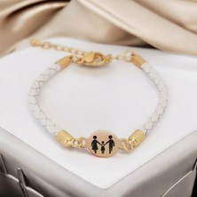 Archin Kadınlar İçin Özel Tasarımlı 14 Ayar Altın Plakalı Aile Bilekliği