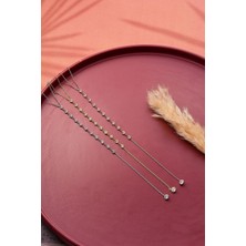 Queen Silver Jewelry 925 Ayar Gümüş, Yuvarlak Zirkon Taşlı Y Model Kolye