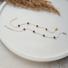 Queen Silver Jewelry 925 Ayar Gümüş Örme Kaplan Gözü Doğal Taş Bileklik