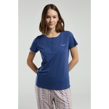 Pierre Cardin Kadın Indigo Kısa Kol Pijama Takımı