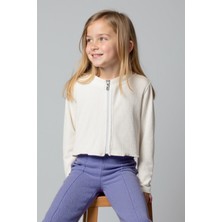 Minojoy Fermuarlı Dik Yaka kaşkorse Beyaz hırka