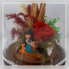 Armoni Çiçek Evi - Armut Cam Fanusta Ölümsüz Gül, Tasarım Yapay Çiçekler
