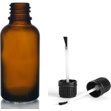 Zylan Ambalaj 30 ml Kahverengi Cam Şişe Fırça Kapaklı, 24 Adet,  Kozmetik Şişe, Yapıştırıcı Şişesi, Yağ Şişesi