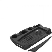 Ps5 Standart Kasa Cdli ve Dijital Sürüm Uyumlu Fanlı Şarj Istasyonlu Soğutucu Stand + Oyun Standı