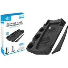 Ps5 Standart Kasa Cdli ve Dijital Sürüm Uyumlu Fanlı Şarj Istasyonlu Soğutucu Stand + Oyun Standı