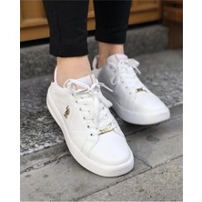 U.S. Polo Assn. Kadın Beyaz Sneaker Spor Ayakkabı Suni Deri Phylon Taban Düz Topuk