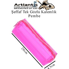 Artlantis Şeffaf Kalemlik 1 Adet Tek Gözlü Transparan Kalem Kutusu Fosforlu Renkli Silikon Tek Bölmeli Makyaj Kozmetik Çantası