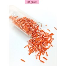 Royaleks Uzun Boru Kesme Boncuk Çap 2mm Uzunluk 10 mm - 20 Gram - Turuncu Beyaz - BNC255