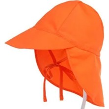 Petityu UPF50 + Uv Koruma Çabuk Kuruyan Ayarlanabilir Turuncu Ince Bebek Şapka 0-18 Ay Boyun Koruma