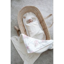 Peluş Kundak ve Çift Yüz Battaniye - Somon ve Kahverengi Kalpler