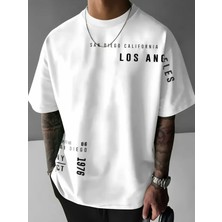 Amor Man Büyük Beden Özel Tasarım Los Angeles Göğüs Kol Baskılı Ultra Rahat Battal Erkek T-Shırt