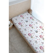 Tuğba Kuğu Baskılı Düz Çarşaf - For Baby Serisi - Pembe Balonda Fil