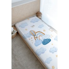 Tuğba Kuğu Baskılı Düz Çarşaf - Iconic Serisi - Mavi Bulutlar ve Balon