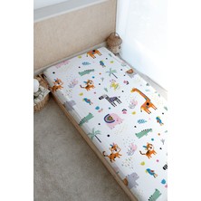 Tuğba Kuğu Baskılı Düz Çarşaf - Iconic Serisi - Renkli Geometrik Hayvanlar