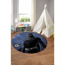 Napoli Home Baskılı Süper Kahraman Desenli Yıkanabilir Kaymaz Yuvarlak Çocuk Odası Halısı, Çocuk-Y-64-Beyaz,