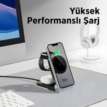 Bix Bxmw5 3'ü 1 Arada 15W Akıllı Telefon Tws Kulaklık ve Akıllı Saat Için Katlanabilir Manyetik Kablosuz Şarj Cihazı