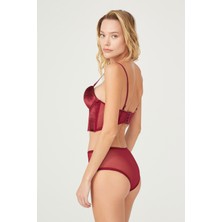 Shy Lola Lingerie Bordo Kadife Büstiyer Takım/ Iç Çamaşırı