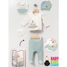 Baby Kids Colors Kutulu - Erkek Yenidoğan Kıyafetleri 5'li Hastane Çıkış Setleri Sevimli Köpek Nakışlı Pamuk