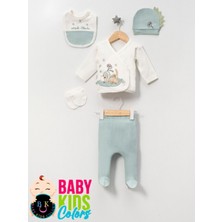 Baby Kids Colors Kutulu - Erkek Yenidoğan Kıyafetleri 5'li Hastane Çıkış Setleri Sevimli Köpek Nakışlı Pamuk