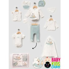 Baby Kids Colors Kutulu - Erkek Yenidoğan Kıyafetleri 10'lu Hastane Çıkış Setleri Sevimli Köpek Nakışlı Pamuk