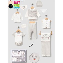 Baby Kids Colors Kutulu - Erkek Yenidoğan Kıyafetleri 10'lu Hastane Çıkış Setleri Papyonlu Ayıcık Nakışlı Pamuk
