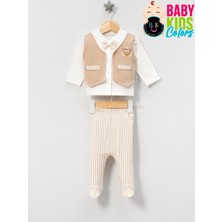 Baby Kids Colors Kutulu - Erkek Yenidoğan Kıyafetleri 5'li Hastane Çıkış Setleri Papyonlu Ayıcık Nakışlı Pamuk