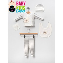 Baby Kids Colors Lüks Ayıcık Yeni Doğan Hastane Çıkış 5'li Zıbın Seti (Kutulu)
