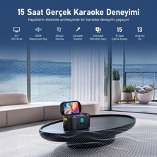 Ikarao Partybox Shell S2 140W Karaoke Bluetooth Hoparlör Seti, 8" Dahili Tablet, 2 Kablosuz Mikrofon, RGB Işıklı Taşınabilir Ses Bombası, Siyah