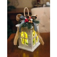 Ledli Dekoratif Fener ,yılbaşı Süsü, Ahşap Boyama Eskitme Noel Süsü, Christmas Hediyelik Fener