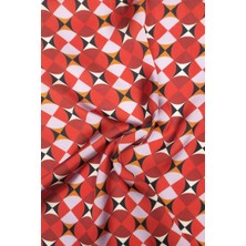 Sardo Kumaş Geometrik desenli dijital baskılı şifon saten kumaş / en 1,50  cm  - elbise , perde ve kırlent