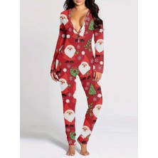 Traje Den Kadın Tulum Pijama Flap Kalça Kaldırma Fonksiyonel Düğmeli