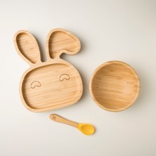Mirabambino Kulak Veren Tavşan Bambu Tabak Seti Yeşil