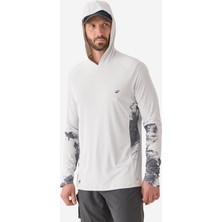 Caperlan Kapüşonlu Uzun Kollu UV Tişört - Balıkçılık - UV Korumalı - Açık Gri - 500