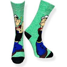 Me-Vo Tekli  Anime Desenli Yeşil Renkli Esnek Nem Alabilen Pamuklu Çorap