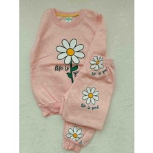 Döne Gözübek Kız Çocuk Pembe Papatya Desenli Çiçekli Alt Üst Takım Pijama Takımı