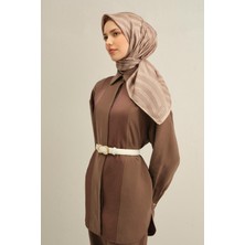Armine Klasik Desenli Saf İpek Twill Eşarp 9351D 02