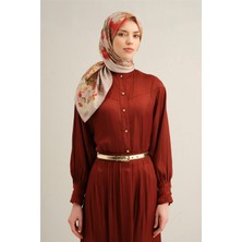 Armine Çiçek Desenli Saf İpek Sura Eşarp 9334D 10