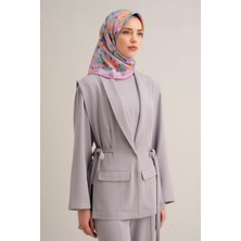 Armine Çiçek Desenli Saf İpek Twill Eşarp 9300D 06