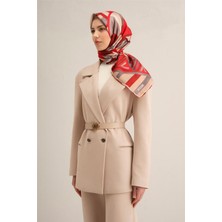 Armine Geometrik Desenli Saf İpek Sura Eşarp 9336D 84