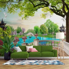 Göl Kuş Balkon Manzaralı Duvar Kağıdı