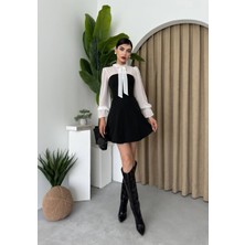 Şifon Detaylı Mini Kloş Elbise