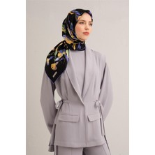 Armine Çiçek Desenli Saf İpek Twill Eşarp 9347 36