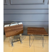 Eralya 4’lü çanta zigon sehpa, metal ayaklı çay sehpası, katlanır mdf servis sehpası