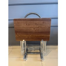 Eralya 4’lü çanta zigon sehpa, metal ayaklı çay sehpası, katlanır mdf servis sehpası