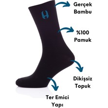 Handarte 6 Paket Nefes Alan Koku Önleyici Topuk Dikişsiz  Bambu Uzun Çorap | Handarte®