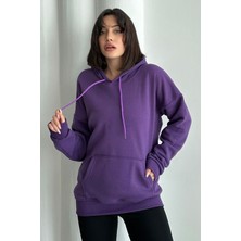 Zunop Kadın Kapüşonlu Oversize Sweatshirt