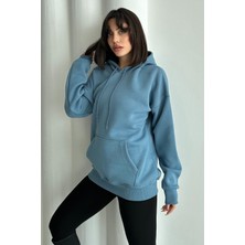 Zunop Kadın Kapüşonlu Oversize Sweatshirt