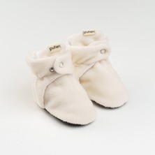 Pufien Beyaz, Organik Pamuk Astarlı, Bebek Pandufu, Kaydırmaz Tabanlı Ilk Adım Ev Patiği
