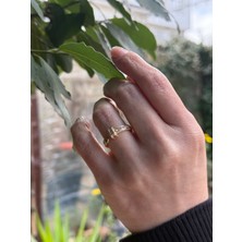 Zelula Luxury Nail Altın Kaplama Zirkon Taşlı Çivi Yüzük - Ayarlanabilir