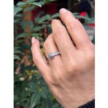 Zelula Luxury Nail Altın Kaplama Zirkon Taşlı Gümüş Renk Çivi Yüzük - Ayarlanabilir